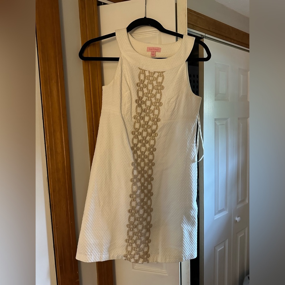 Lily Pulitzer white and gold dress